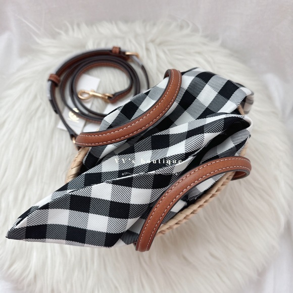 NWT Tory Burch Ella Straw Basket Micro Tote Bag Natural Classic Cuoio 82156 - Picture 8 of 12